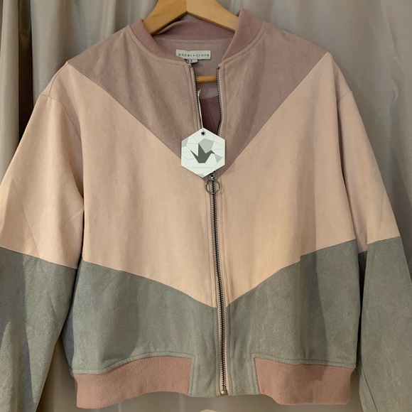 Paper Crane Color Block Bomber Jacket - Picture 2 of 5